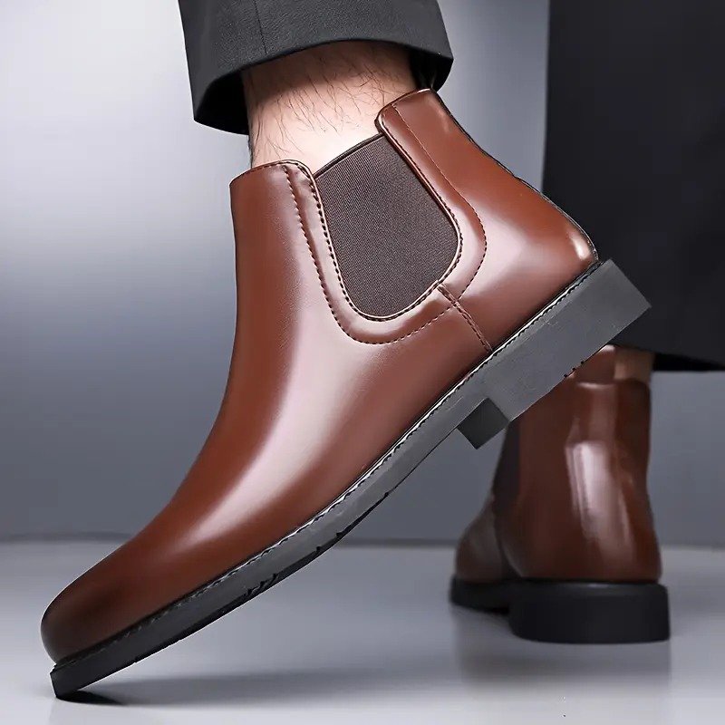 WUGO::Latest  Trendy Men’s Brown Chelsea Boots | Premium Faux Leather Ankle Boots | Comfortable Slip-On Footwear for Men's & Boys