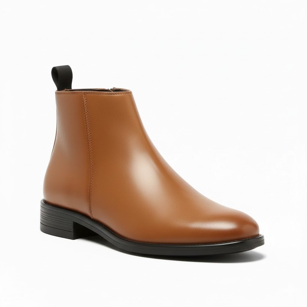 WUGO::Latest Trendy Men’s Tan Chelsea Chain Boots | Premium Faux Leather Ankle Boots | Comfortable Slip-On Footwear for Men's & Boys