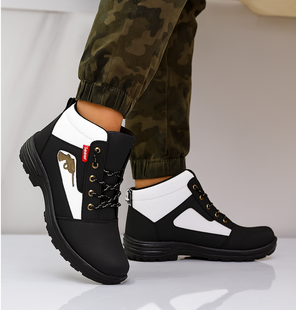 WUGO::Latest Stylish Men’s Black Gun Boots | Premium Faux Leather Ankle Boots | Comfortable Slip-On Footwear for Men's & Boys