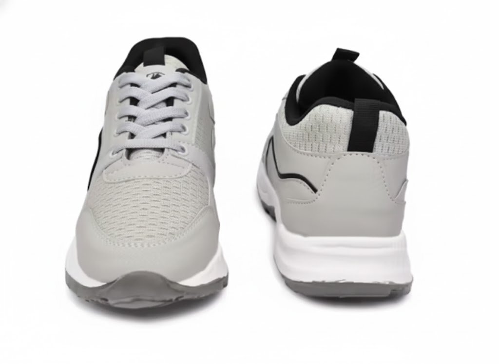 Latest Stylish Men Casual Grey Sport Shoes & Sneakers – Lightweight Breathable Mesh Lace-Up Running & Walking Shoes for Daily Wear, Gym & Outdoor Use