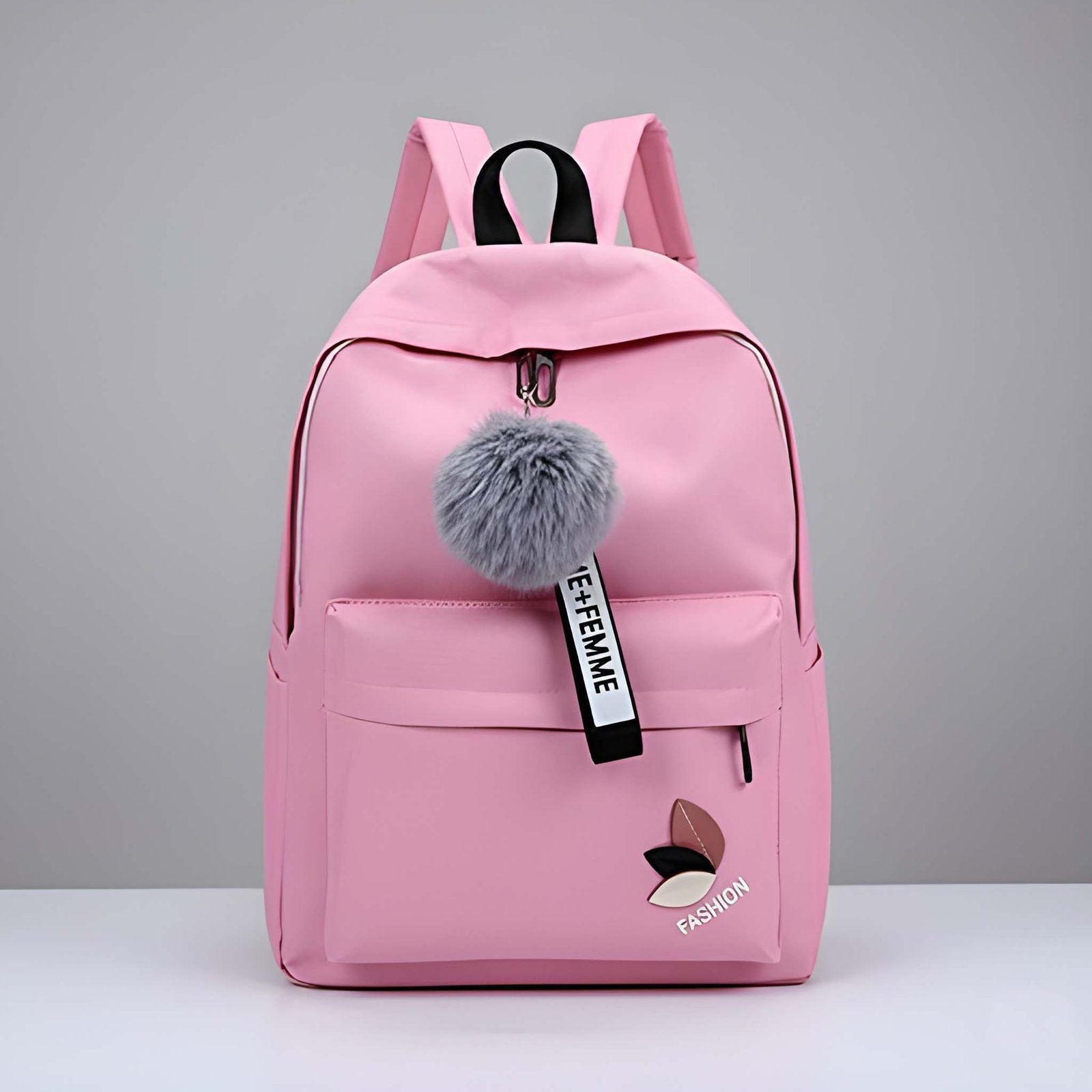 Latest Trendy Women’s Pink Color Backpack | Lightweight & Durable PU Leather School/College Bag | Adjustable Straps with Dual Handles | Fashionable Solid Pattern Tote with Soft Texture, Front Pocket