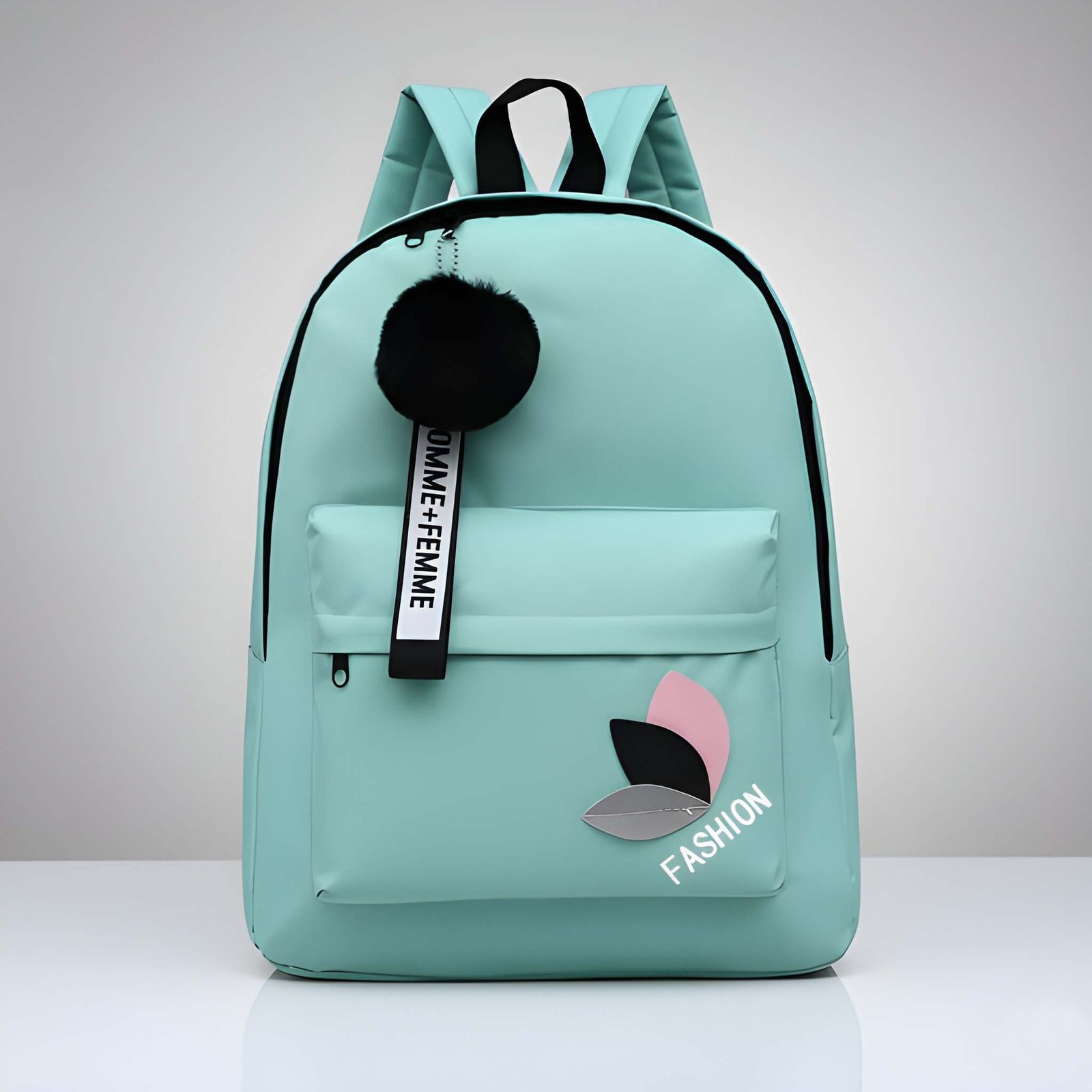 Latest Trendy Women’s Mint Green Backpack | Lightweight & Durable PU Leather School/College Bag | Adjustable Straps with Dual Handles | Fashionable Solid Pattern Tote with Soft Texture, Front Pocket