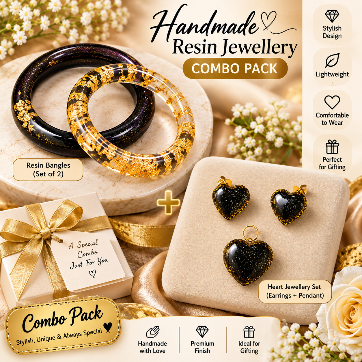 Resin bangles and earing and pandent