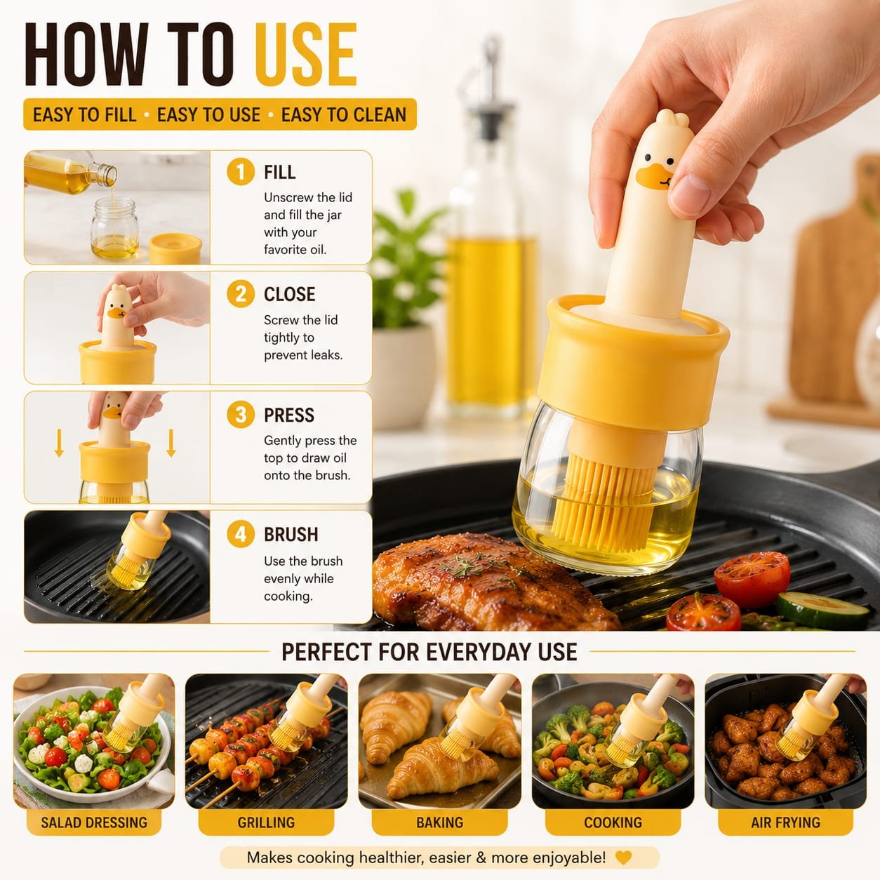 Oil dispenser with brush