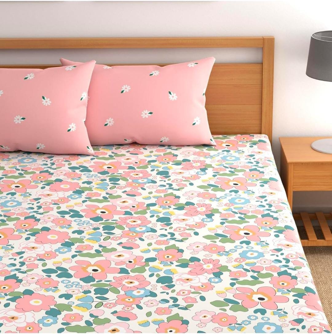 Homdazal galce cotton fitted bedsheet with 2 pillow covers