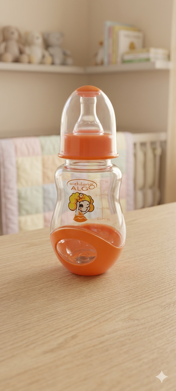 Premium Ergonomic Baby Feeding Bottle – Easy-Grip Design for Infants &amp; Toddlers (Orange)